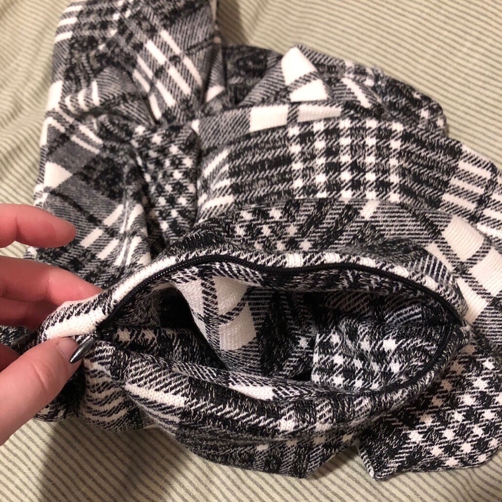 Plaid infinity scarf with hidden pocket